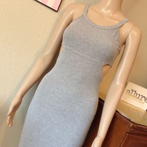 Gray mid length lightweight dress E104